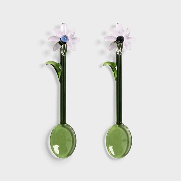 Blomster ske i glas - sæt med 2 stk. fra klevering