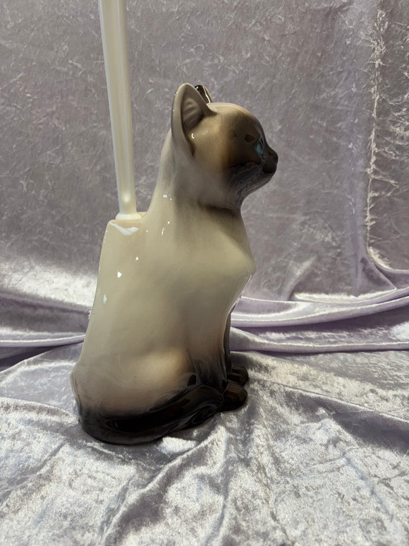 Katte Toiletbørsteholder - porcelænsfigur set fra en anden vinkel