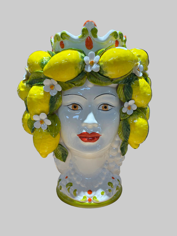 Testa Di Moro vase - kvinde med citroner og blomster 45 cm