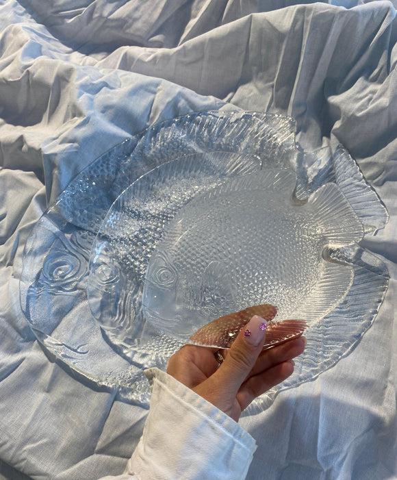 Glas fiske tallerkener - flere størrelser