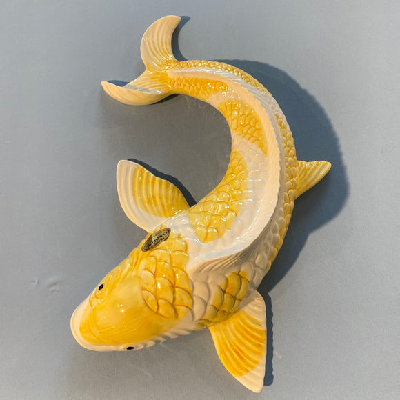 Karpe fisk - stor - GUL/HVID - dekorativ figur til hjemmet