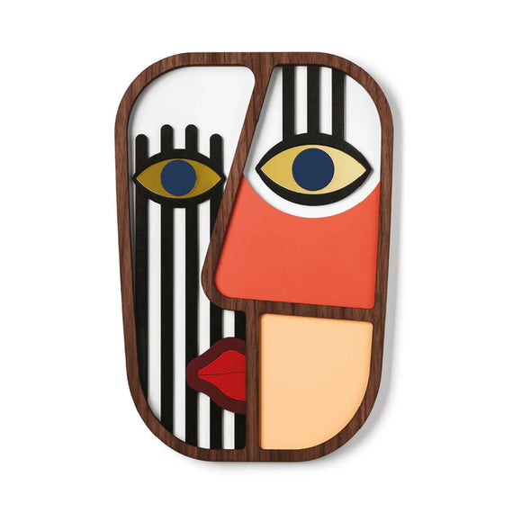 Abstrakt maske 39.5 X 27 cm- vægdekoration fra Umasqu - unik boligindretning