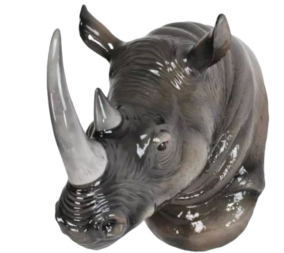 Næsehorn - porcelænsfigur - vægophæng set fra en anden vinkel